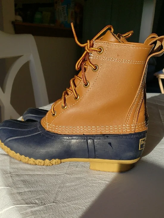 Classic Bean Boots Two-Tone Duck Boots in Tan and Navy - Picture 3 of 6